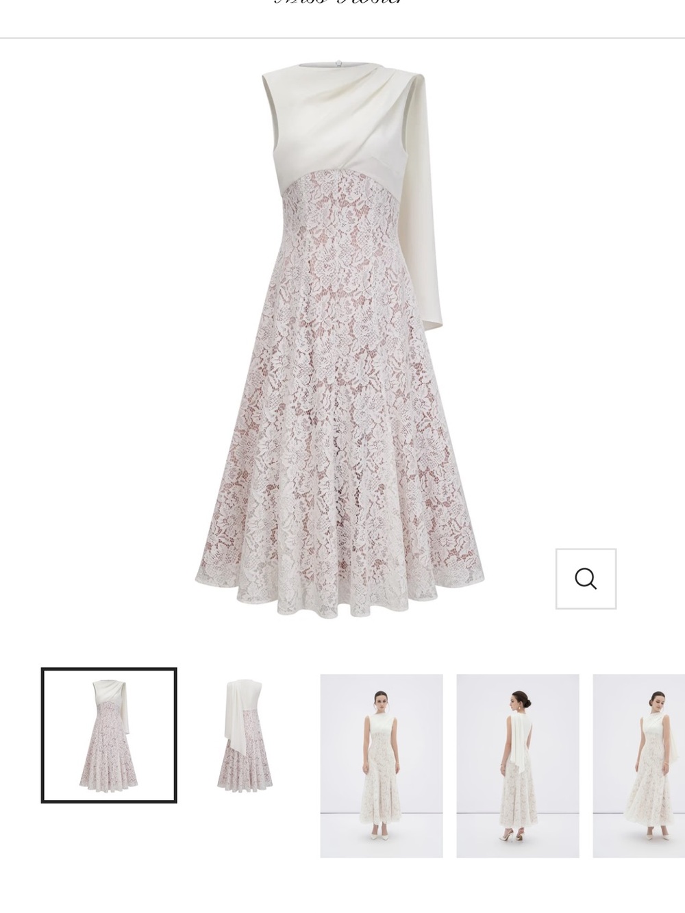 Marzia White Ribbon Detail Floral Lace Midi Dress